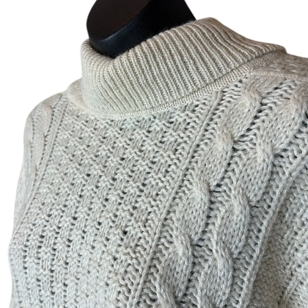 Vintage Bogner wool alpaca cable knit turtleneck sweater small fisherman